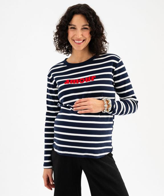 Sweat grossesse et allaitement rayé à côtés zippés - GEMO (MATER) Sweat grossesse et allaitement rayé à côtés zippés vue1 - GEMO (MATER) - GEMO