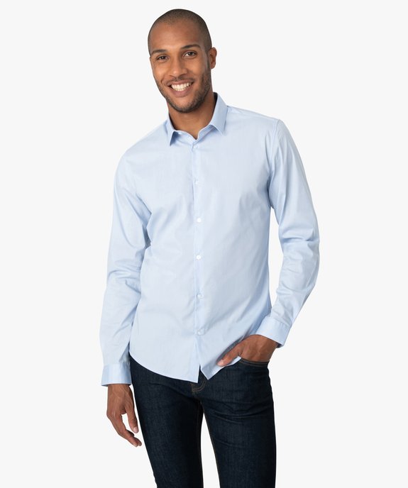 Chemise unie coupe slim en coton stretch homme vue1 - GEMO 4G HOMME - GEMO