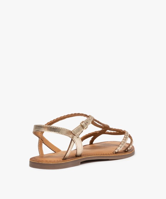 Sandales femme à talon plat et brides tressées en cuir vue4 - GEMO (CASUAL) - GEMO