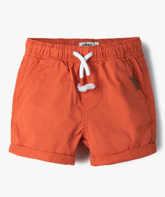 Bermuda en toile à taille élastiquée bébé garçon vue1 - GEMO 4G BEBE - GEMO