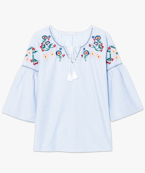 Blouse rayée à broderies fleuries vue4 - GEMO(FEMME PAP) - GEMO