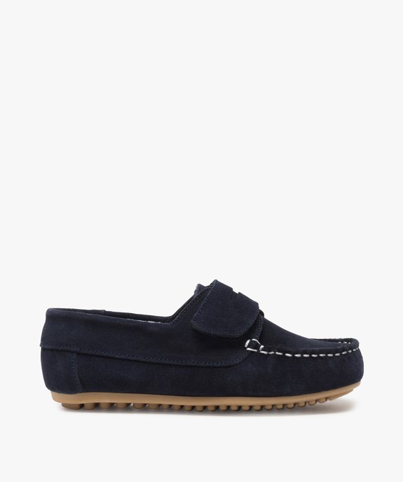 Mocassins garçon à scratch dessus cuir retourné uni vue1 - GEMO (ENFANT) - GEMO