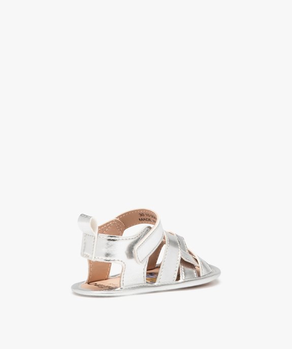 Chaussons de naissance bébé fille sandales métallisées à scratch vue4 - GEMO (ENFANT) - GEMO