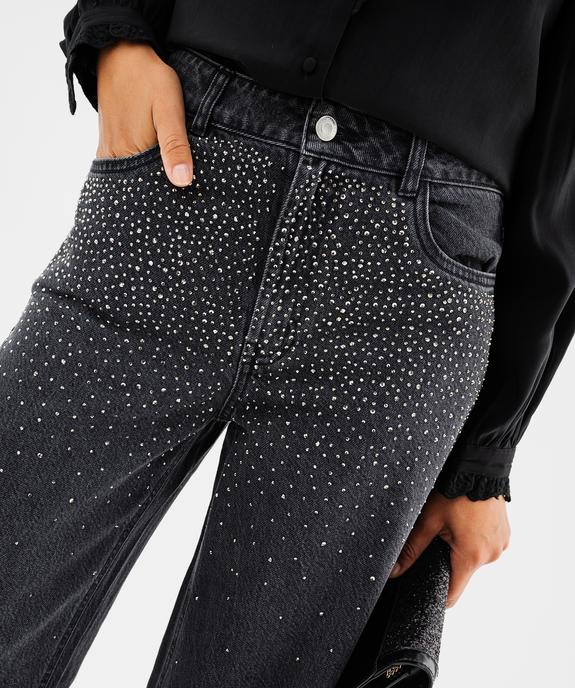 Jean Wide leg strass femme vue3 - GEMO 4G FEMME - GEMO
