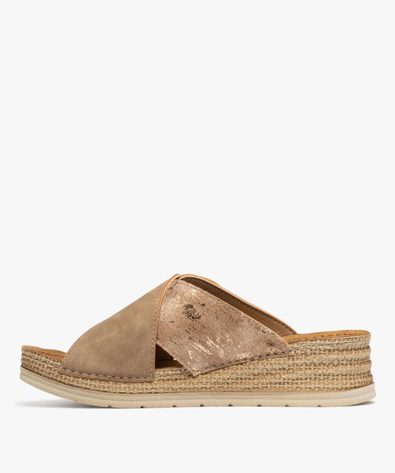 Mules à talon compensé et larges brides fantaisie femme vue3 - VALENTINA BALDA - GEMO