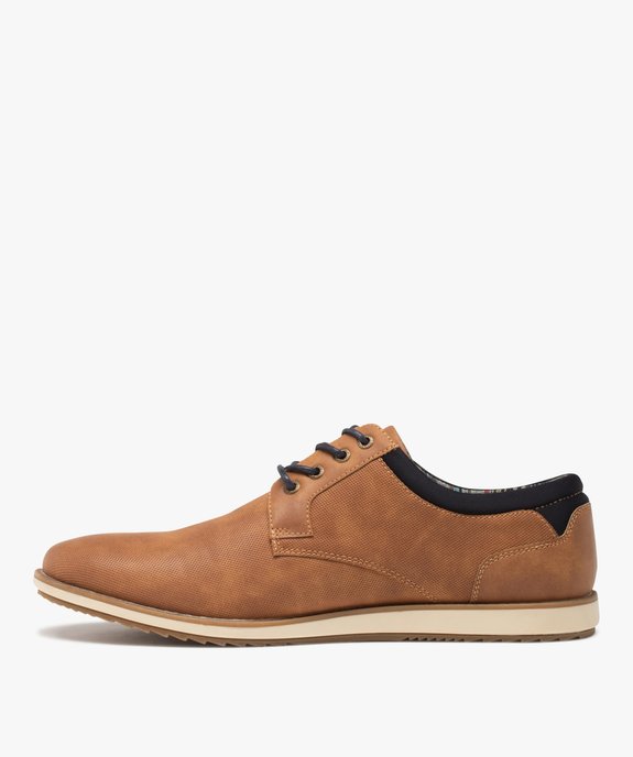 Derbies homme unis à semelle contrastante vue3 - GEMO(URBAIN) - GEMO