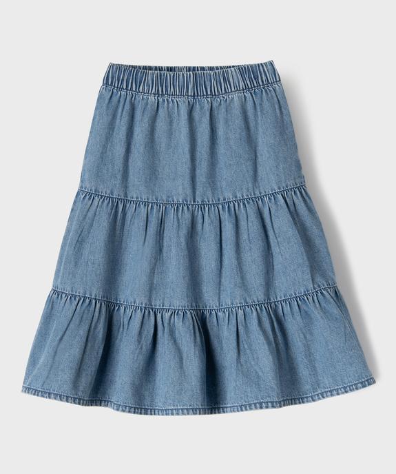 Jupe en jean longues à volants bohème fille vue2 - GEMO (ENFANT) - GEMO