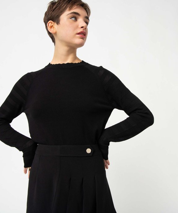 Pull femme en maille fine avec manches fantaisie vue1 - GEMO(FEMME PAP) - GEMO