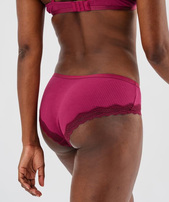 Shorty en maille côtelée avec dentelle femme - LuluCastagnette vue2 - LULUCASTAGNETTE - GEMO