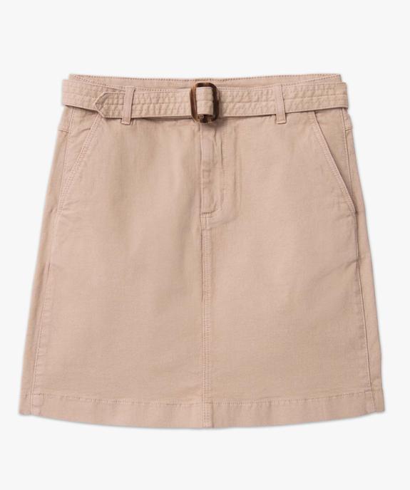 Jupe femme en toile de coton extensible avec ceinture  vue4 - GEMO 4G FEMME - GEMO