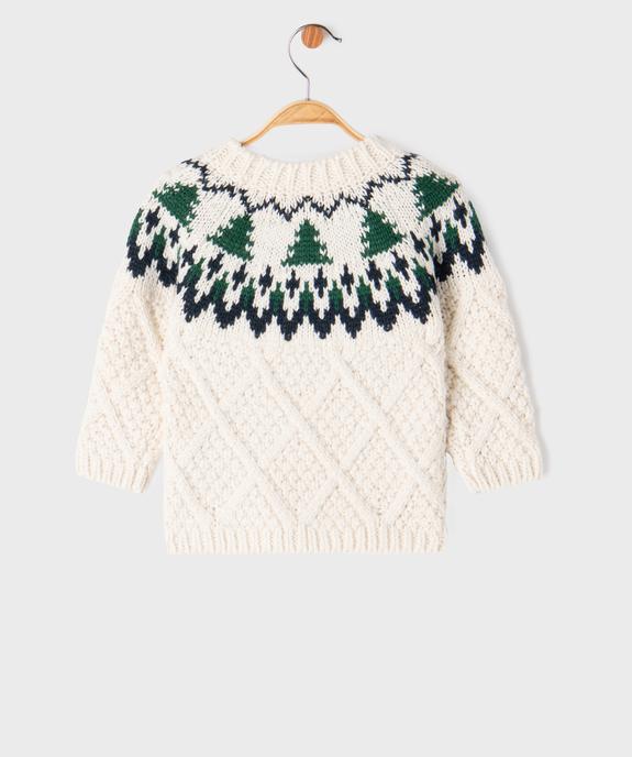 Pull jacquard de Noël en grosse maille bébé garçon vue3 - GEMO(BEBE DEBT) - GEMO