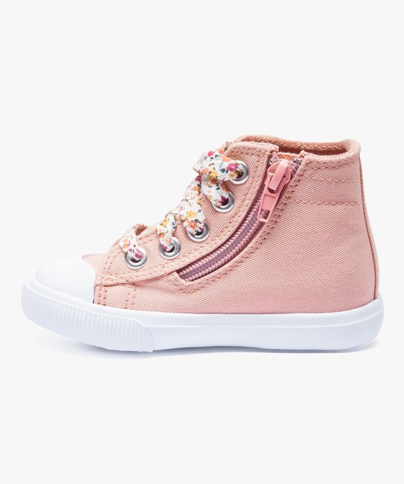 Baskets montantes fille en toile et lacets liberty vue3 - GEMO(BEBE DEBT) - GEMO