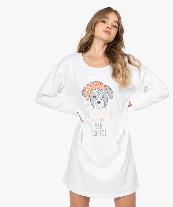 Chemise de nuit femme en maille chaude à manches longues vue1 - GEMO(HOMWR FEM) - GEMO