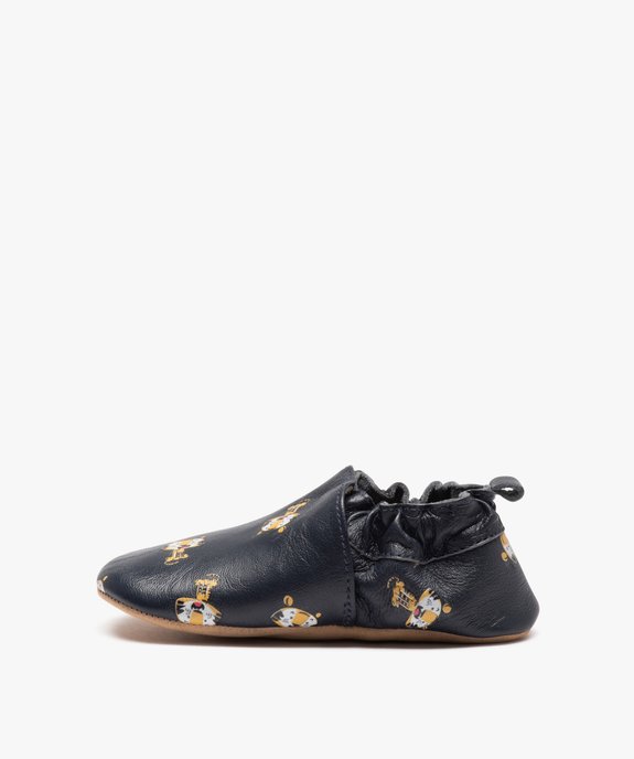 Chaussons bébé garçon en cuir souple imprimé tigres vue3 - GEMO 4G BEBE - GEMO