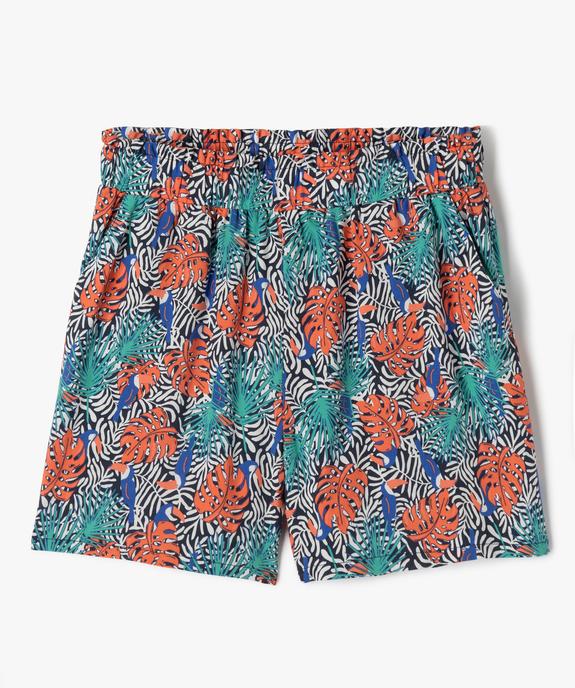 Short imprimé large avec taille élastique froncée fille vue1 - GEMO 4G FILLE - GEMO