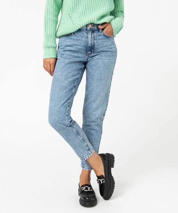 Jean femme coupe mom taille haute délavé vue1 - GEMO 4G FEMME - GEMO