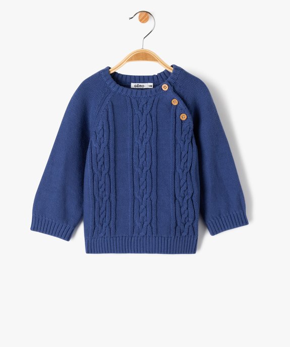 Pull bébé garçon en maille torsadée à manches raglan vue1 - GEMO(BEBE DEBT) - GEMO