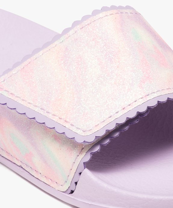 Mules de piscine fille avec bandeau scratch à paillettes et dentelé vue6 - GEMO (PLAGE) - GEMO