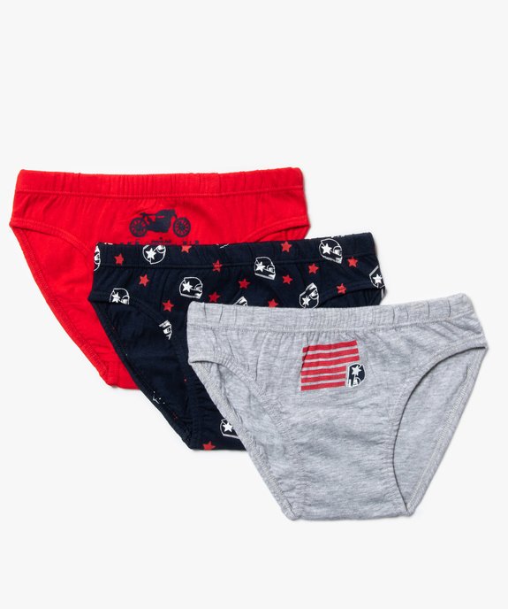 Slips garçon en coton bio à motifs motos (lot de 3) vue1 - GEMO 4G GARCON - GEMO