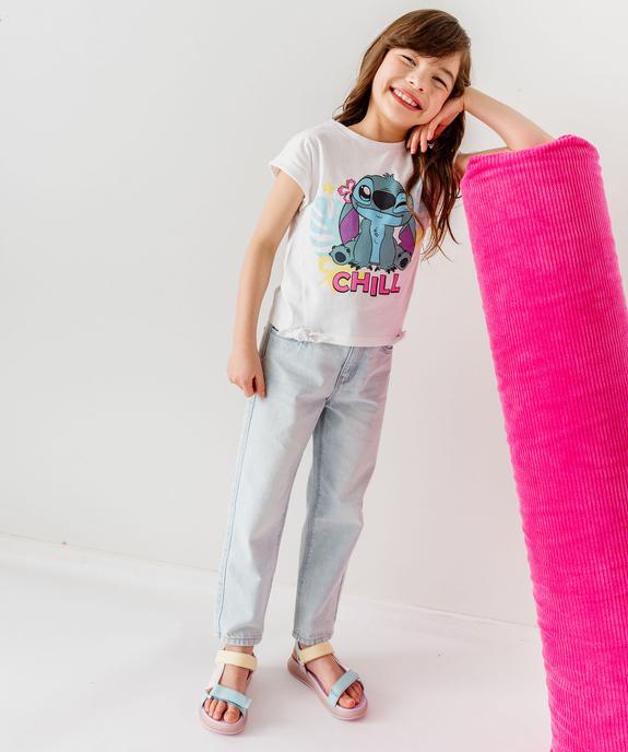 Tee-shirt manches courtes à revers imprimé Stitch fille - Disney vue6 - LILO & STITCH - GEMO