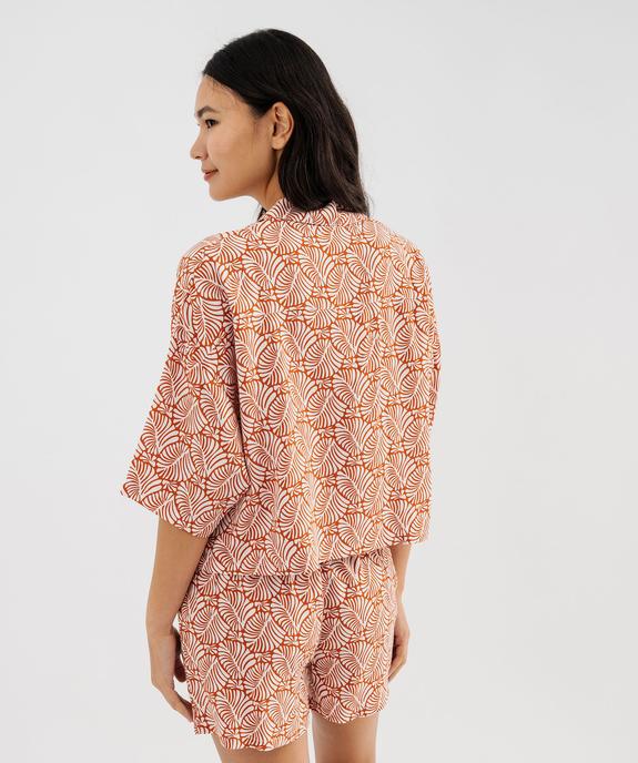 Veste de pyjama fluide courte imprimée femme vue3 - GEMO 4G FEMME - GEMO