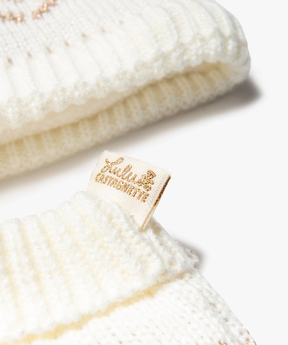 Ensemble bébé fille 3 pièces : moufles, bonnet et snood à fil pailleté - LuluCastagnette vue2 - LULUCASTAGNETTE - GEMO