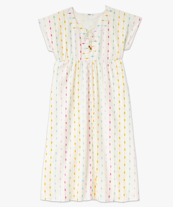 Robe longue et ample à manches courtes et motifs brodés femme vue4 - GEMO(FEMME PAP) - GEMO