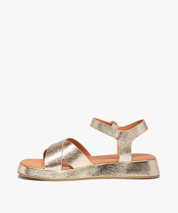 Sandales fille compensées dessus métallisé vue3 - GEMO (ENFANT) - GEMO