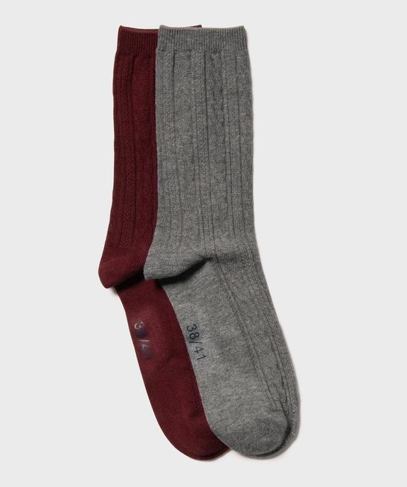 Chaussettes hautes en coton fin torsadé femme (lot de 2) vue1 - GEMO(HOMWR FEM) - GEMO