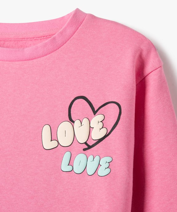 Sweat à col rond à motifs coeurs fille vue2 - GEMO 4G FILLE - GEMO