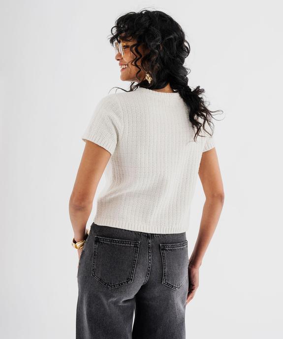 Pull manches courtes en maille texturée à boutons femme vue4 - GEMO(FEMME PAP) - GEMO