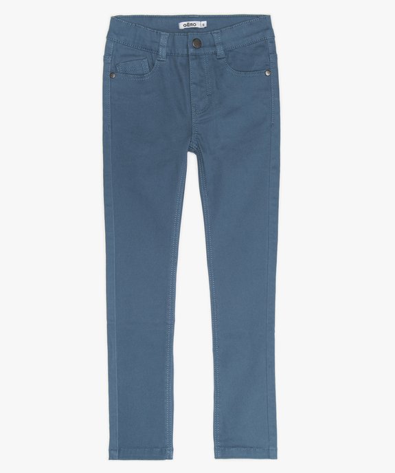 Pantalon garcon coupe skinny en toile extensible bleu fonce GEMO