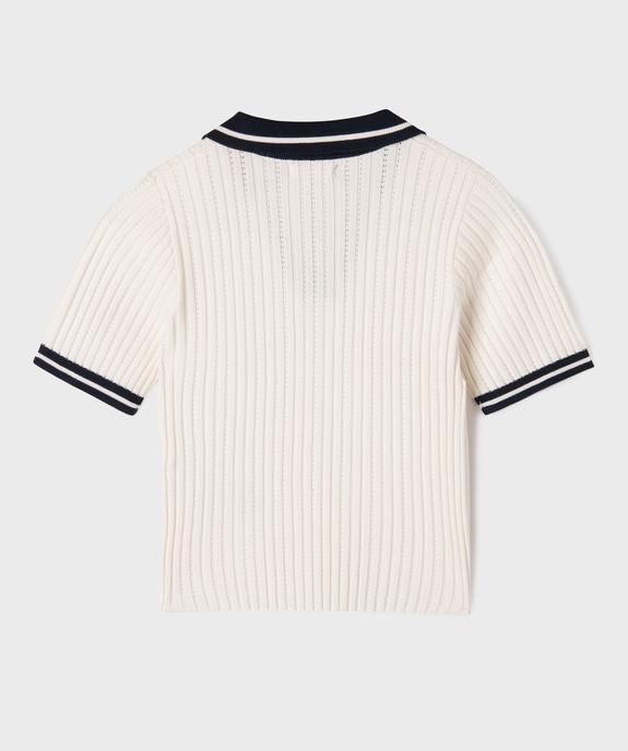 Pull à manches courtes avec col polo coupe courte fille vue4 - GEMO (JUNIOR) - GEMO