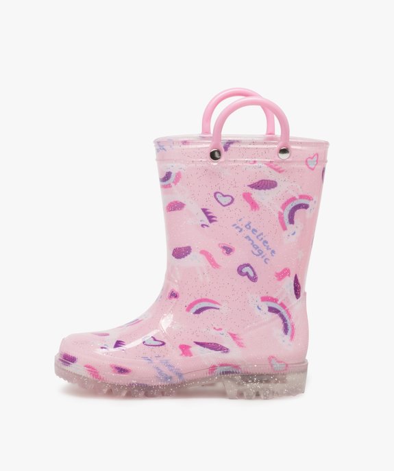 Bottes de pluie fille à anses et semelle lumineuse motif licorne vue4 - LOVELY WINGS - GEMO