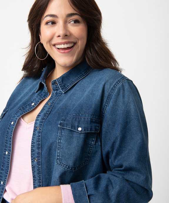 Chemise femme grande taille en denim   vue2 - GEMO (G TAILLE) - GEMO