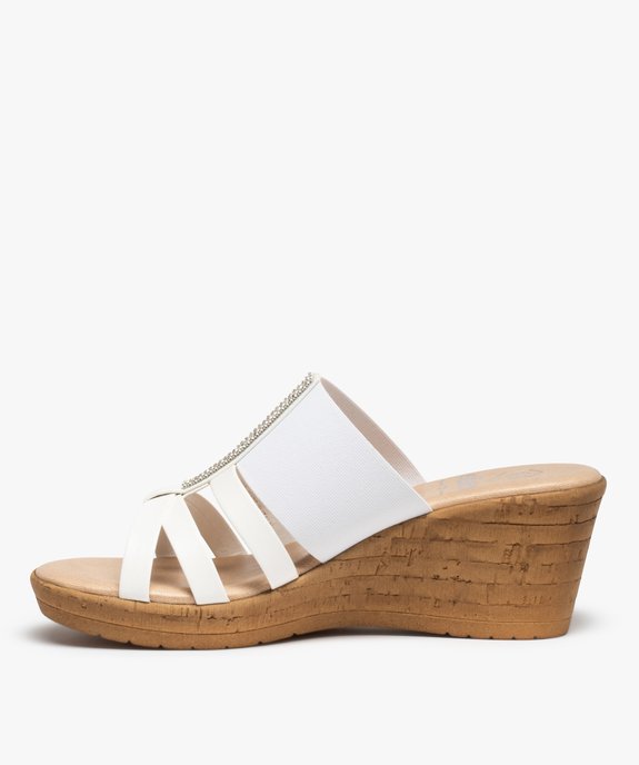 Mules femme unies à talon compensé et bride strass vue3 - GEMO(URBAIN) - GEMO