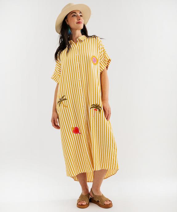 Robe longue chemise à manches courtes femme vue4 - GEMO(FEMME PAP) - GEMO