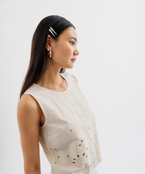 Débardeur en coton ajouré et jersey femme  vue2 - GEMO(FEMME PAP) - GEMO
