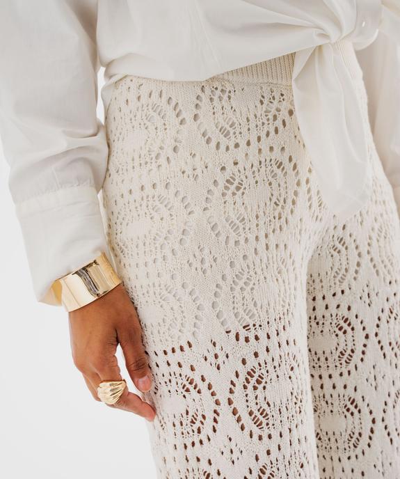 Pantalon en maille ajourée façon crochet femme vue4 - GEMO 4G FEMME - GEMO