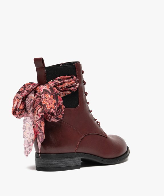 Bottines femme avec foulard coloré noué à zip et à lacets vue5 - GEMO (CASUAL) - GEMO