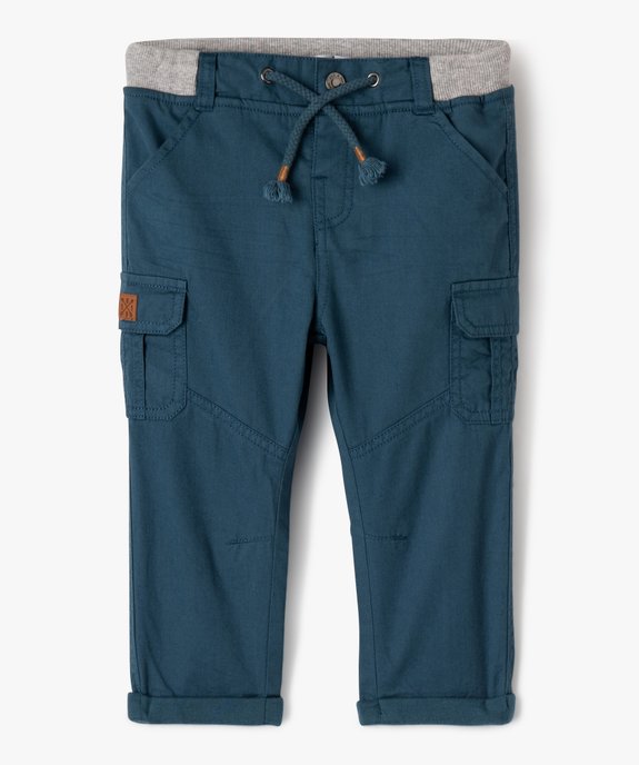 Pantalon coupe cargo doublé avec taille élastique bébé garçon  vue1 - GEMO(BEBE DEBT) - GEMO