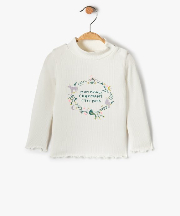 Tee-shirt en maille côtelée à col montant bébé fille vue1 - GEMO(BEBE DEBT) - GEMO