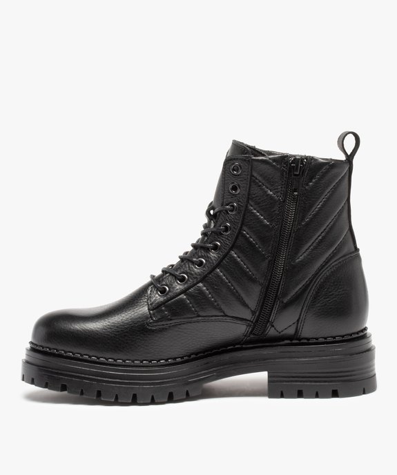 Bottines femme unies dessus cuir à semelle crantée - Tanéo vue3 - TANEO - GEMO