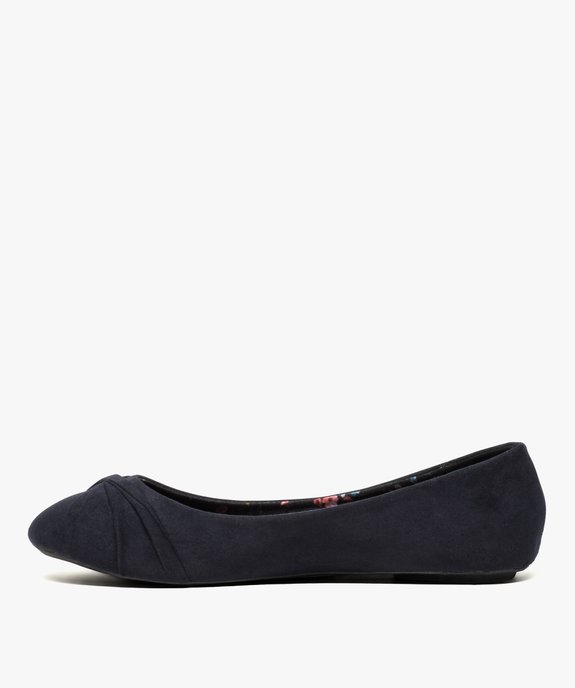 Ballerines femme unies en suédine avec bout rond effet drapé vue3 - VALENTINA BALDA - GEMO