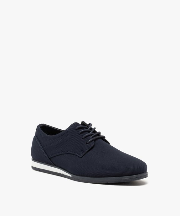 Derbies garçon en toile unie et semelle contrastante vue2 - GEMO (ENFANT) - GEMO