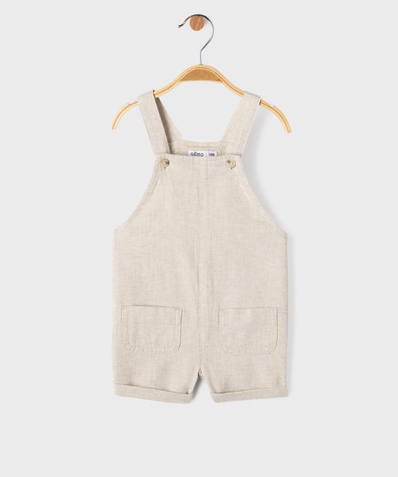 Salopette courte en coton et lin bébé garçon vue1 - GEMO(BEBE DEBT) - GEMO