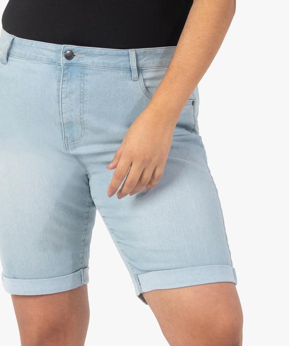 Bermuda femme grande taille en jean extensible avec revers cousus vue2 - GEMO (G TAILLE) - GEMO