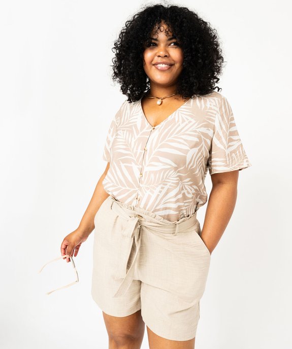 Blouse manches courtes fluide à col V et imprimé femme grande taille vue2 - GEMO (G TAILLE) - GEMO