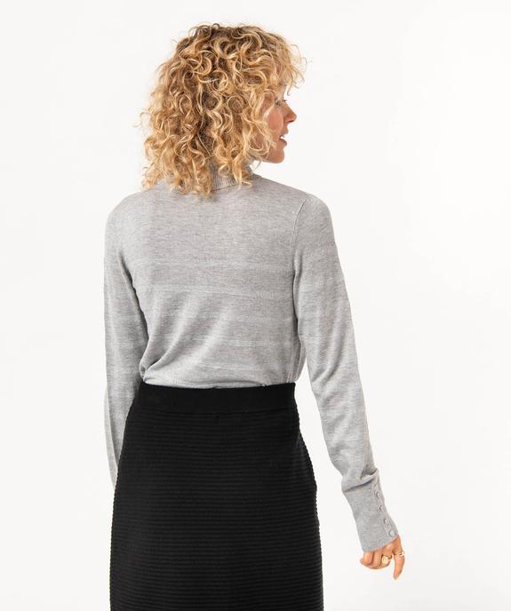 Pull à col roulé en maille fine avec rayures pailletées femme vue3 - GEMO 4G FEMME - GEMO