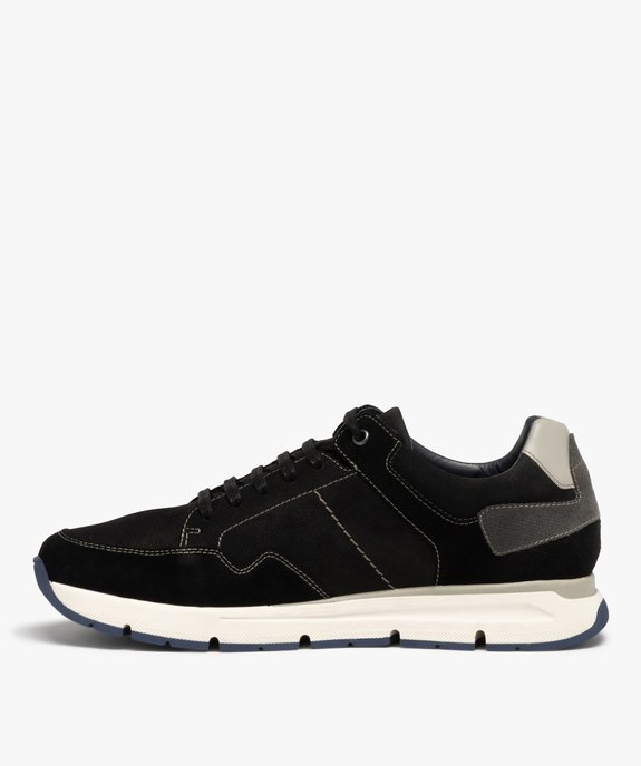 Baskets homme à lacets dessus cuir uni - Tanéo vue3 - TANEO - GEMO